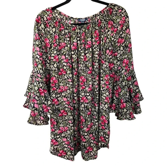 Floral Ruffle Sleeve Blouse - Picture 2 of 7